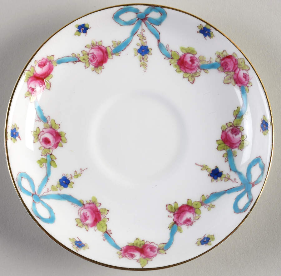 Blue Bow Saucer for Demitasse Cup by Crown Staffordshire-1