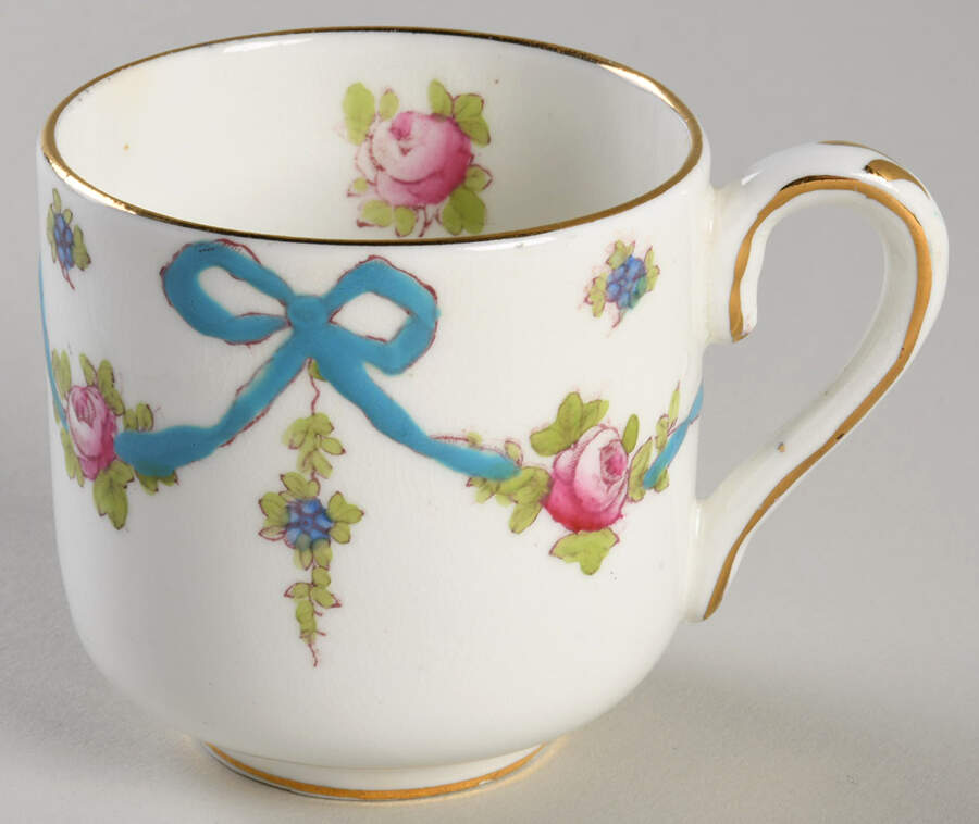 Blue Bow Footed Demitasse Cup by Crown Staffordshire-1