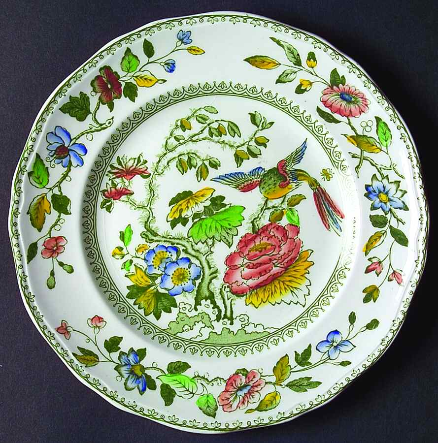 Davenport Green Multicolor Salad Plate by Crown Staffordshire-1