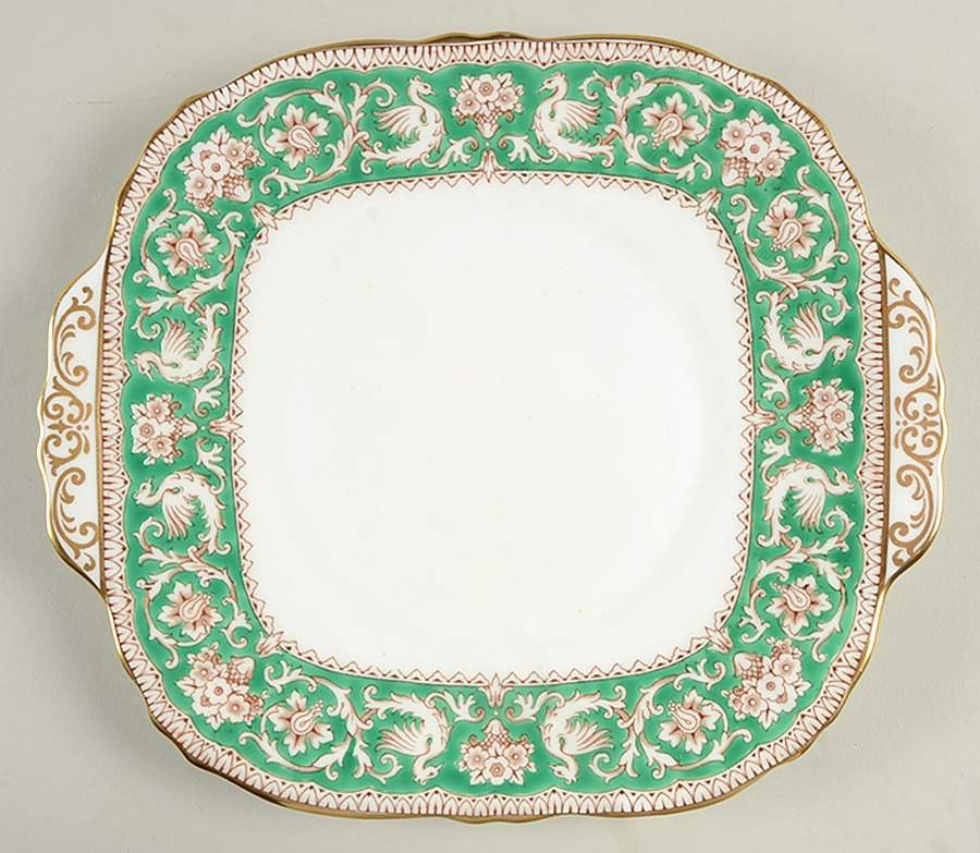 Ellesmere Green Handled Cake/Pastry Plate by Crown Staffordshire-1
