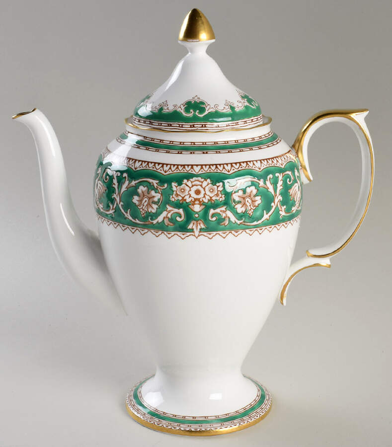 Ellesmere Green Coffee Pot & Lid by Crown Staffordshire-1