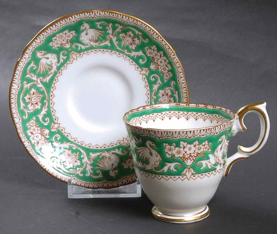 Ellesmere Green Footed Demitasse Cup & Saucer Set by Crown Staffordshire-1