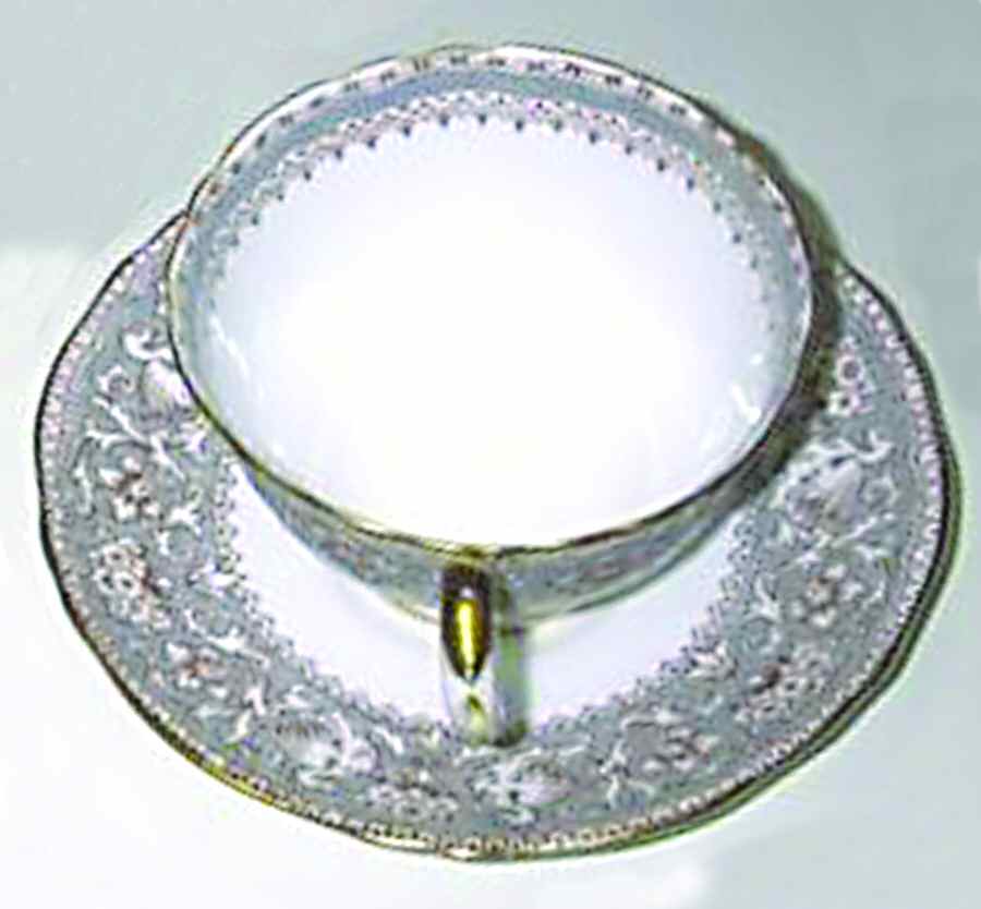 Ellesmere Grey Footed Cup & Saucer Set by Crown Staffordshire-1