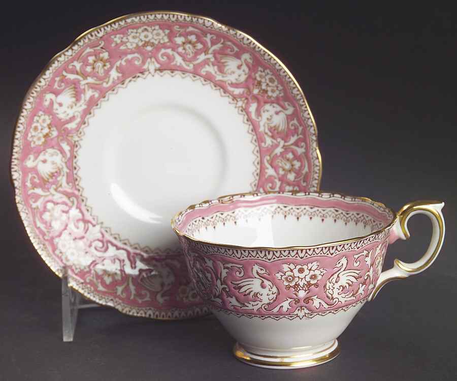 Ellesmere Pink Footed Cup & Saucer Set by Crown Staffordshire-1
