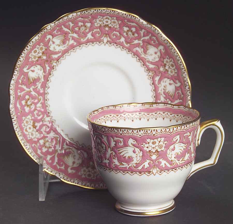 Ellesmere Pink Footed Cup & Saucer Set by Crown Staffordshire-1