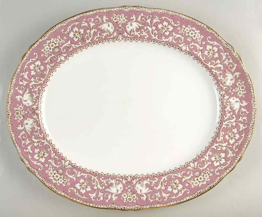 Ellesmere Pink 15" Oval Serving Platter by Crown Staffordshire-1