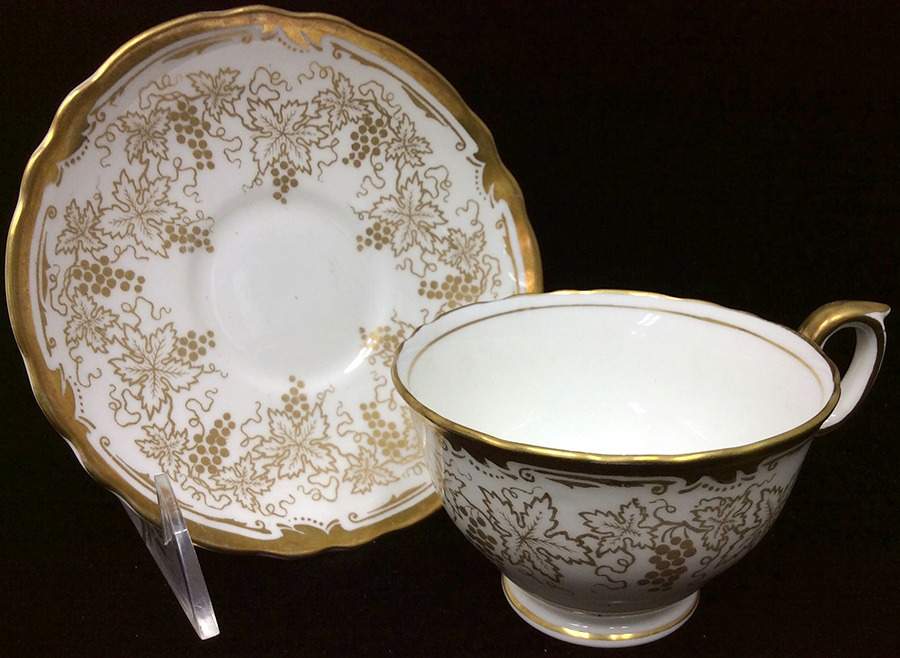 Gold Vine Footed Cup & Saucer Set by Crown Staffordshire-1