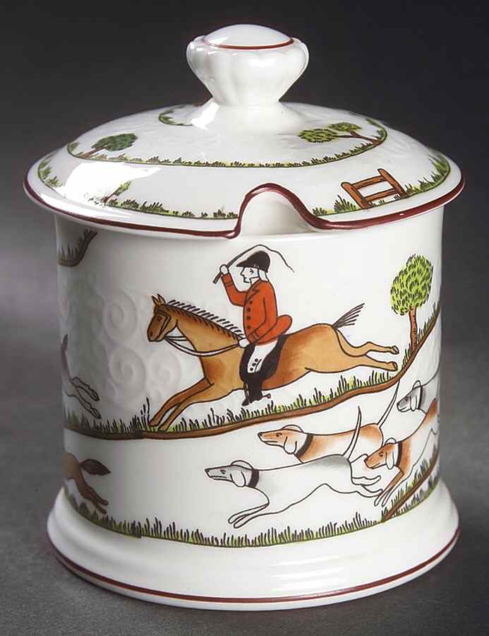 Hunting Scene Jam/Jelly & Lid by Crown Staffordshire-1