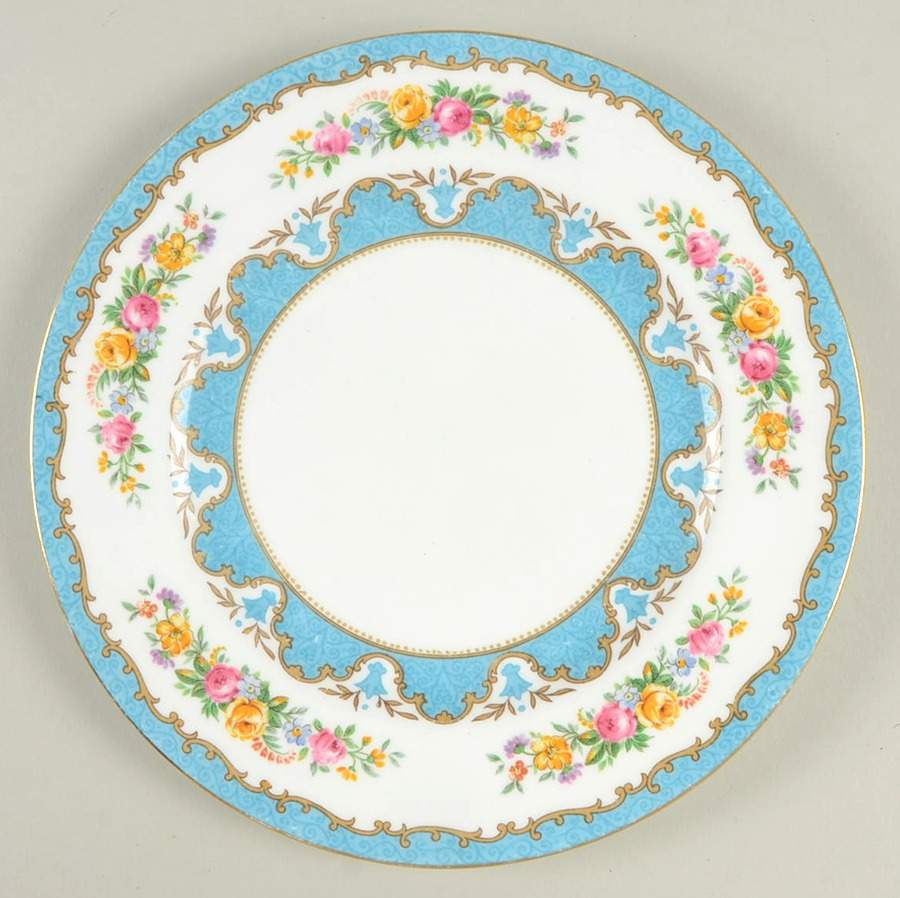 Lyric Tunis Blue (Embossed Line Rim) Salad Plate by Crown Staffordshire-1