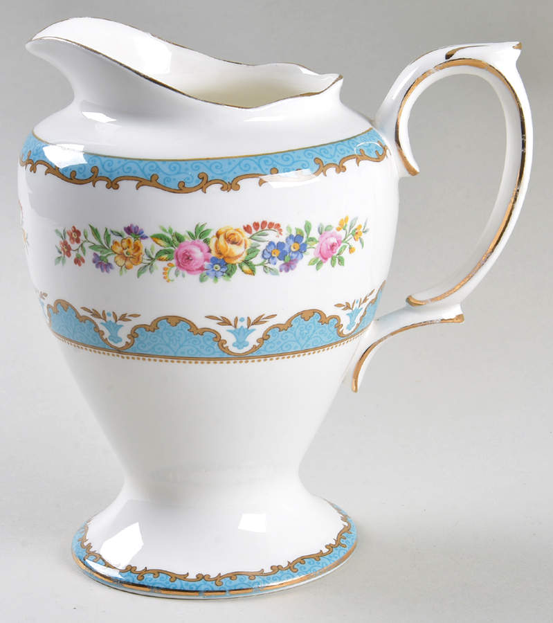 Lyric Tunis Blue (Embossed Line Rim) 24 Oz Pitcher by Crown Staffordshire-1