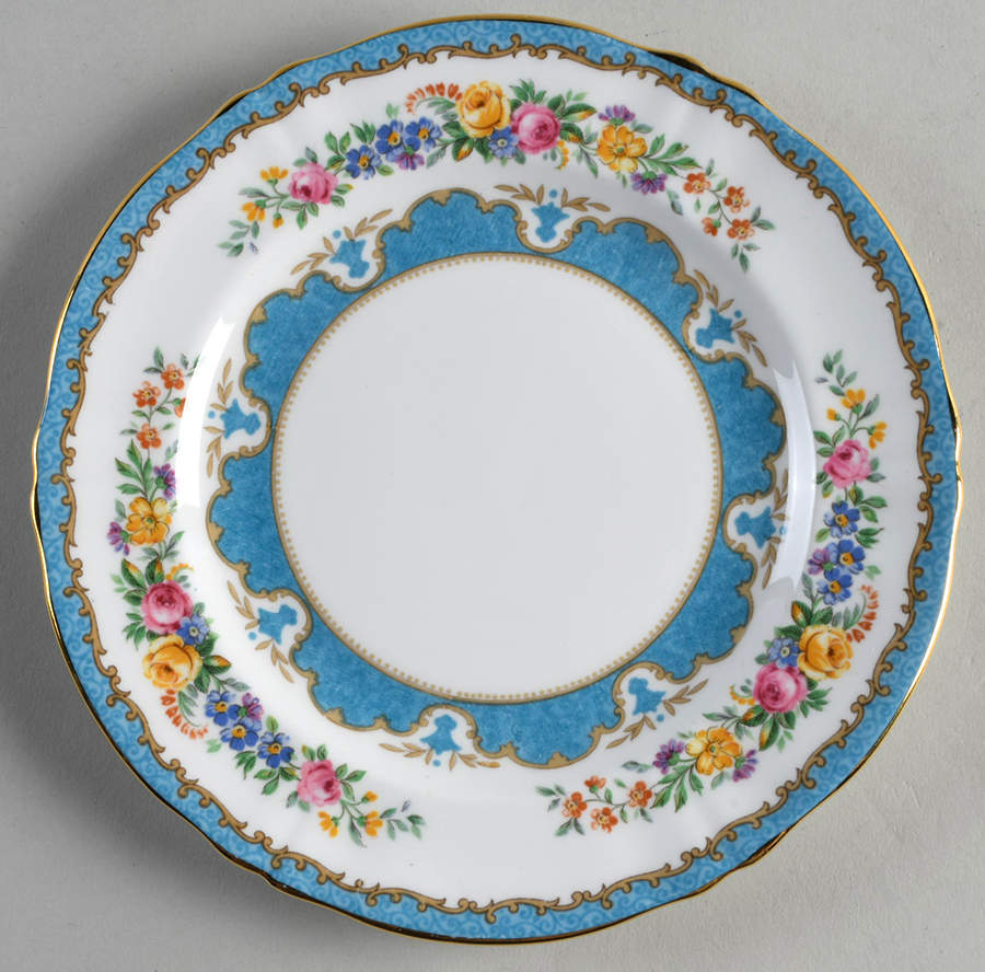 Lyric Tunis Blue (Embossed Line Rim) Dessert/Pie Plate by Crown Staffordshire-1