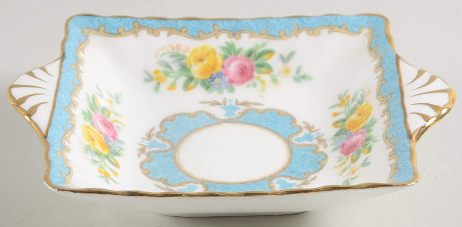 Lyric Tunis Blue (Embossed Line Rim) 5" Square Sweet Meat by Crown Staffordshire-1