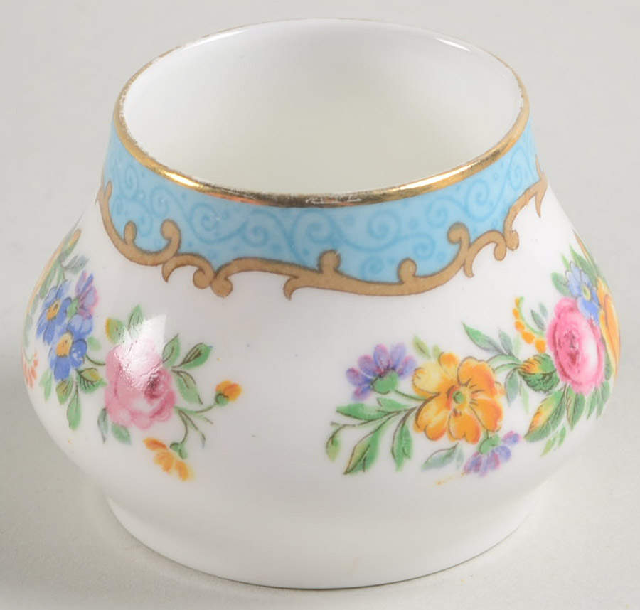 Lyric Tunis Blue (Embossed Line Rim) Mustard Jar No Lid by Crown Staffordshire-1