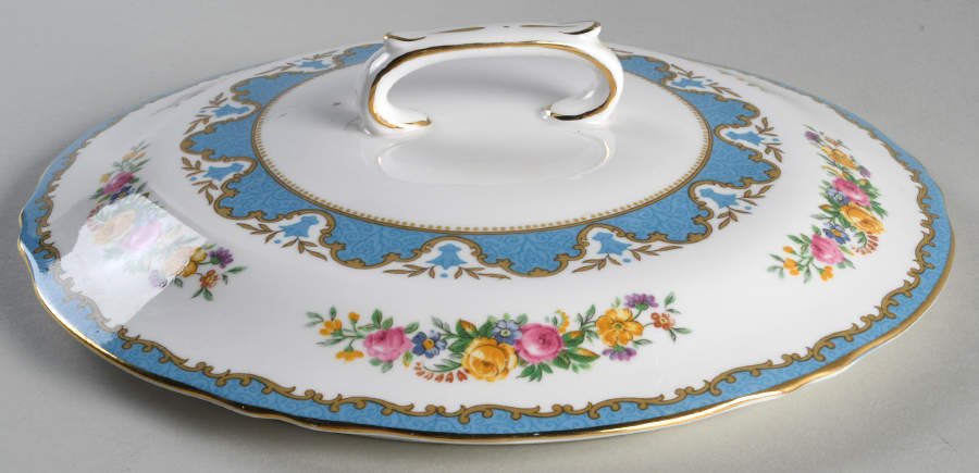 Lyric Tunis Blue (Embossed Line Rim) Lid for Round Vegetable by Crown Staffordshire-1