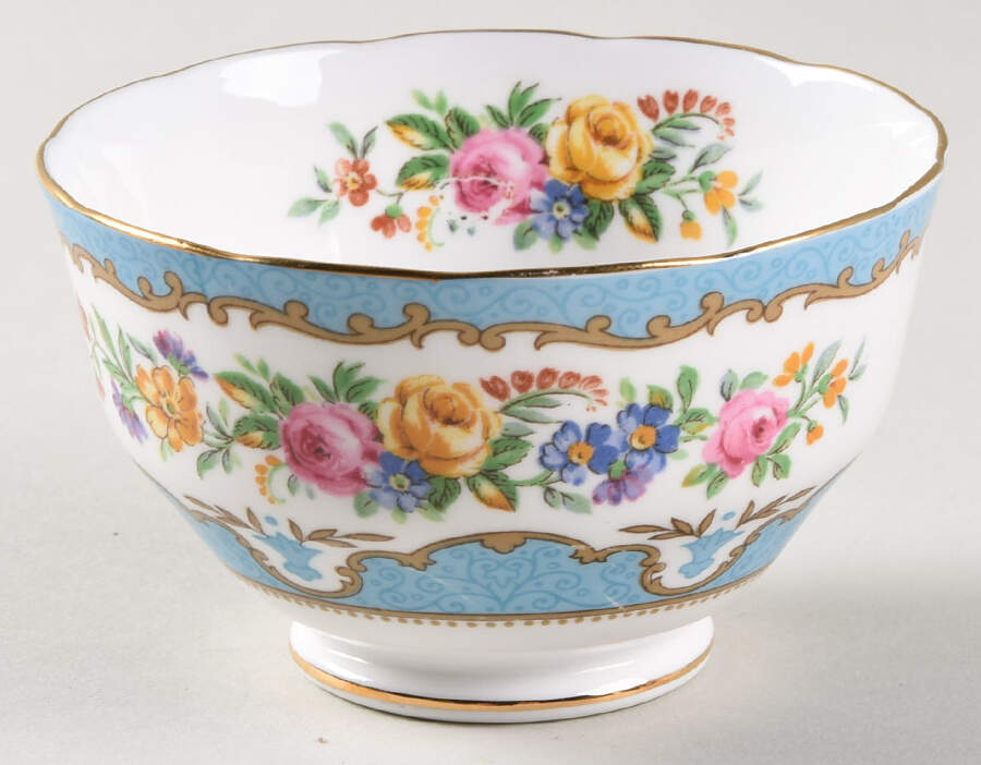 Lyric Tunis Blue (Embossed Line Rim) Mini Open Sugar Bowl by Crown Staffordshire-1