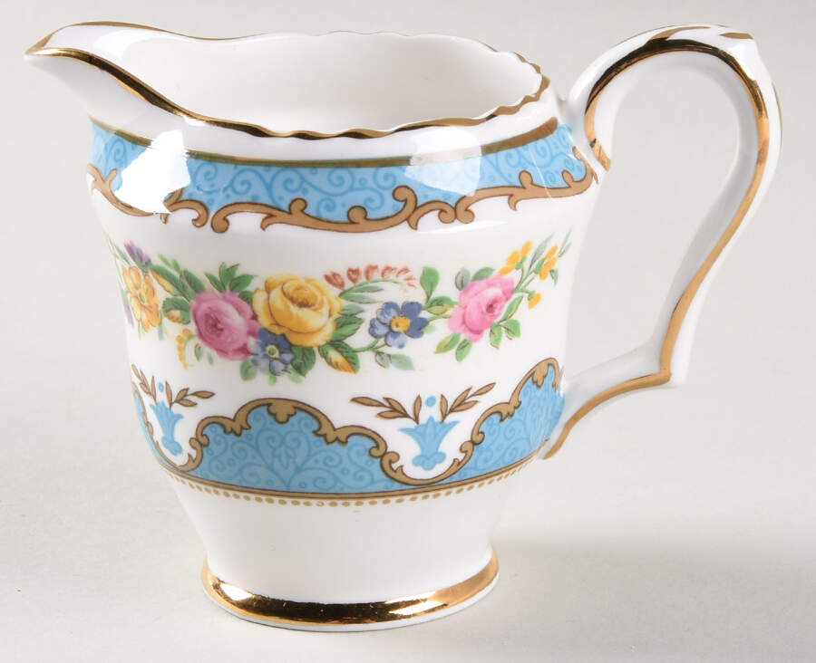 Lyric Tunis Blue (Embossed Line Rim) Mini Creamer by Crown Staffordshire-1