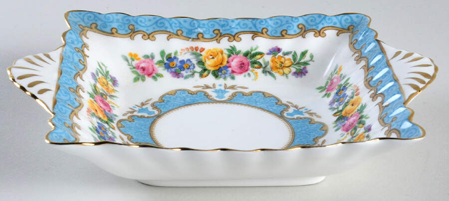 Lyric Tunis Blue (Embossed Line Rim) 6" Square Sweet Meat by Crown Staffordshire-1