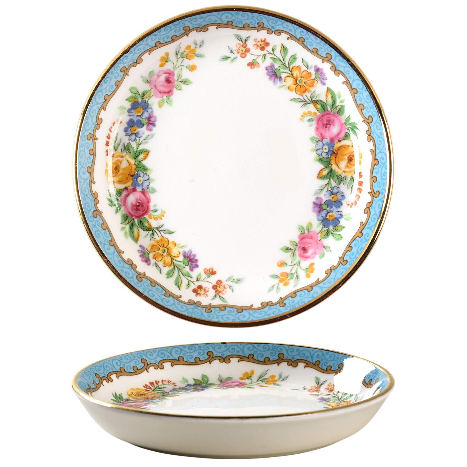 Lyric Tunis Blue (Embossed Line Rim) Coaster by Crown Staffordshire-1