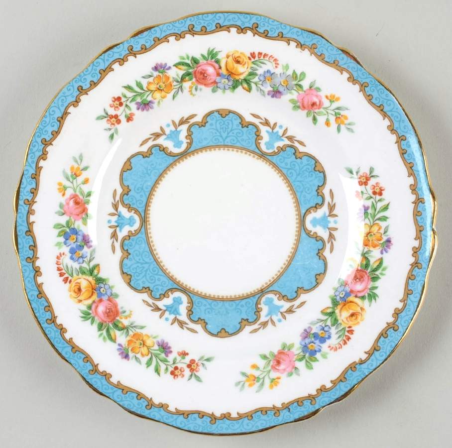 Lyric Tunis Blue (Embossed Line Rim) Bread & Butter Plate by Crown Staffordshire-1