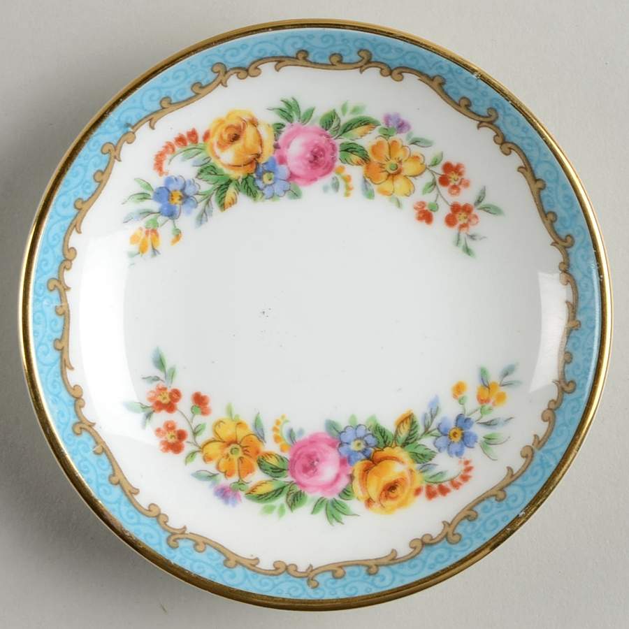 Lyric Tunis Blue (Embossed Line Rim) Butter Pat by Crown Staffordshire-1