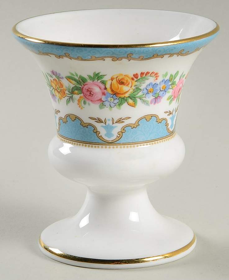 Lyric Tunis Blue (Embossed Line Rim) Posey Pot by Crown Staffordshire-1