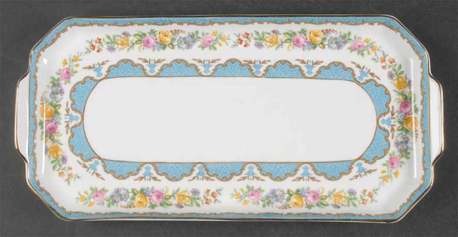 Lyric Tunis Blue (Embossed Line Rim) Large Sandwich Tray by Crown Staffordshire-1