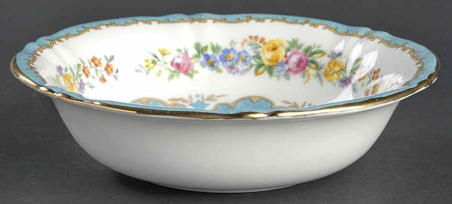 Lyric Tunis Blue (Embossed Line Rim) Coupe Cereal Bowl by Crown Staffordshire-1