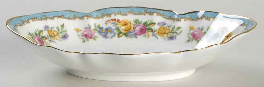Lyric Tunis Blue (Embossed Line Rim) Bon Bon by Crown Staffordshire-1