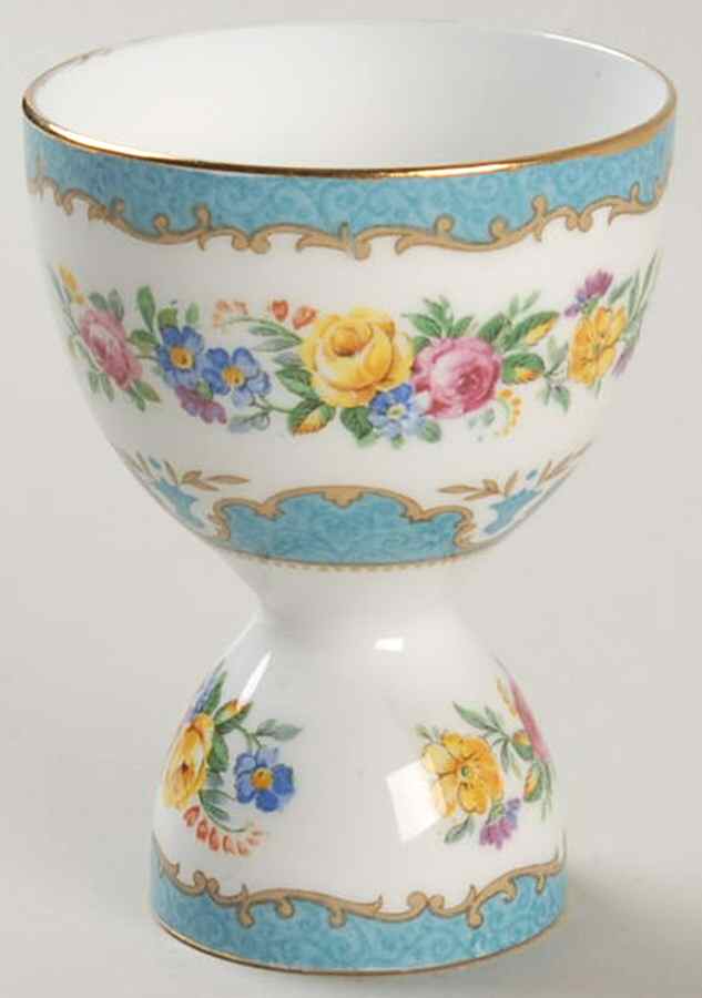 Lyric Tunis Blue (Embossed Line Rim) Double Egg Cup by Crown Staffordshire-1