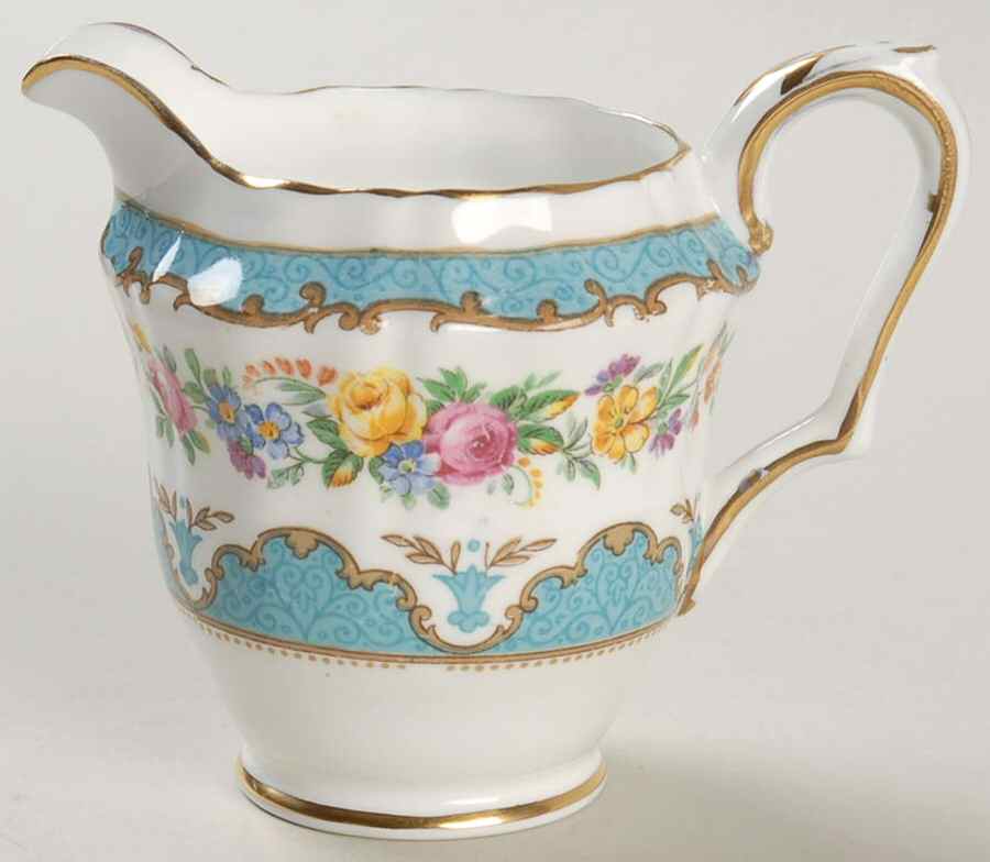 Lyric Tunis Blue (Embossed Line Rim) Mini Creamer by Crown Staffordshire-1