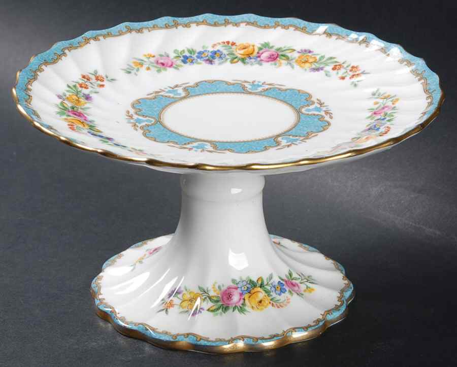 Lyric Tunis Blue (Embossed Line Rim) Small Compote by Crown Staffordshire-1
