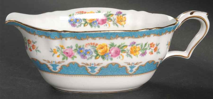 Lyric Tunis Blue (Embossed Line Rim) Gravy Boat by Crown Staffordshire-1