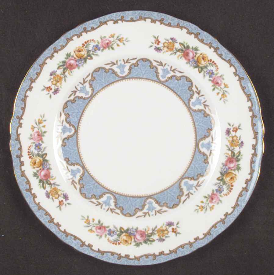 Lyric Tunis Blue (Embossed Line Rim) Salad Plate by Crown Staffordshire-1