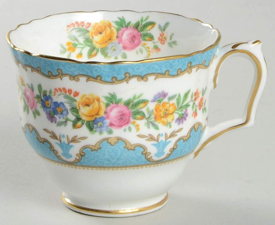 Lyric Tunis Blue (Embossed Line Rim) Footed Cup by Crown Staffordshire-1
