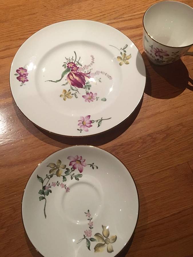 Provencale Footed Cup & Saucer Set by Crown Staffordshire-1