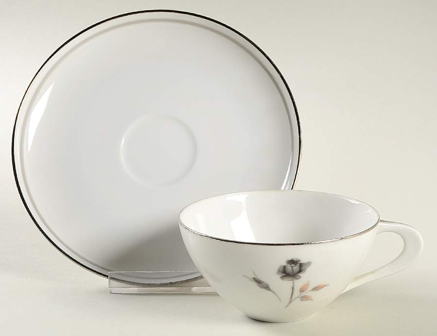 Moon Rose Flat Cup & Saucer Set by Crown Royale-1
