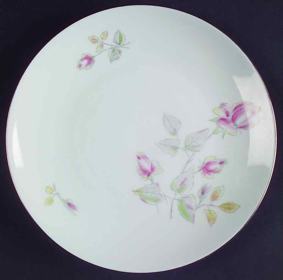 Wedding Roses (Platinum Trim) Salad Plate by Crown Royal-1
