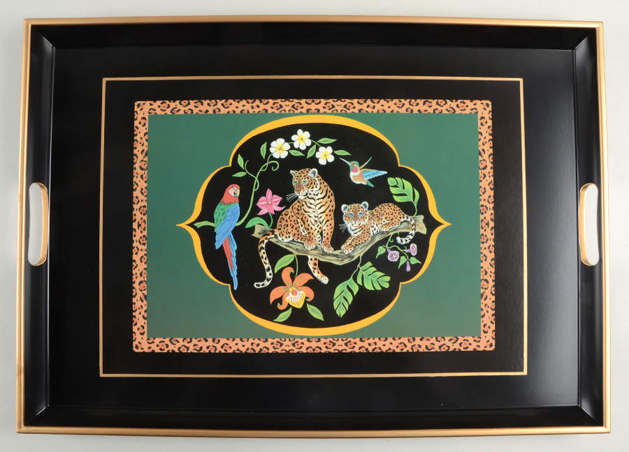 Jaguar Jungle 21" Rectangular Tray by Lynn Chase-1