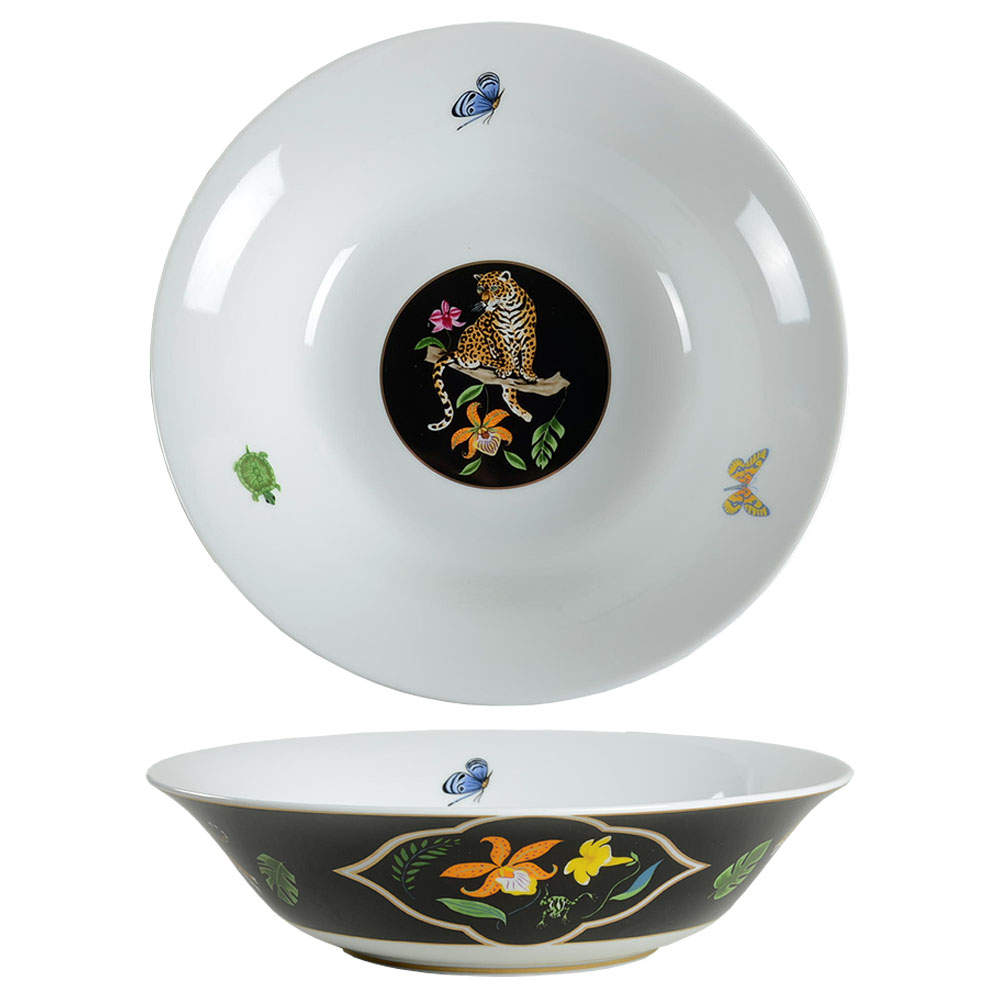 Jaguar Jungle 10" Round Vegetable Bowl by Lynn Chase-1
