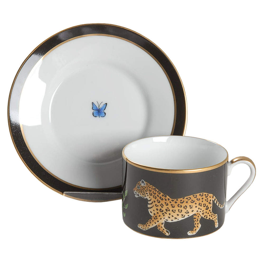 Jaguar Jungle Flat Cup & Saucer Set by Lynn Chase-1