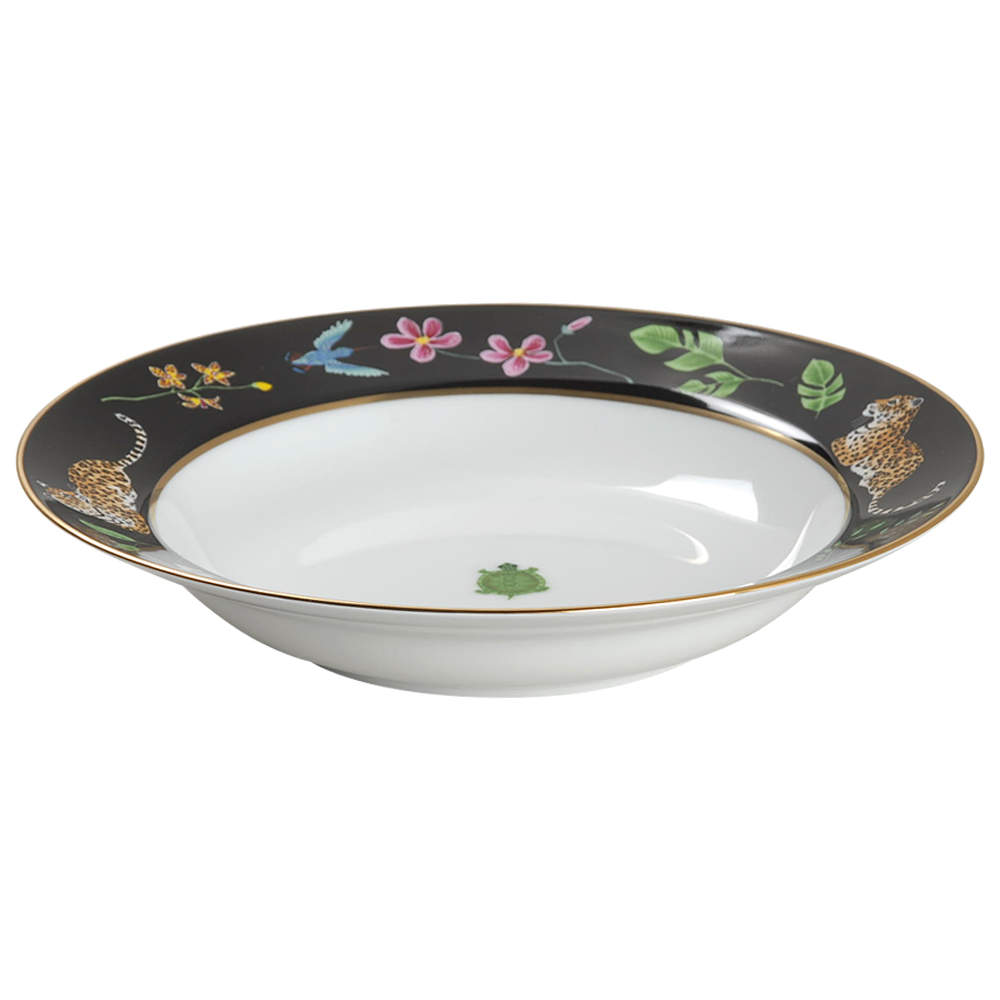 Jaguar Jungle Large Rim Soup Bowl by Lynn Chase-1