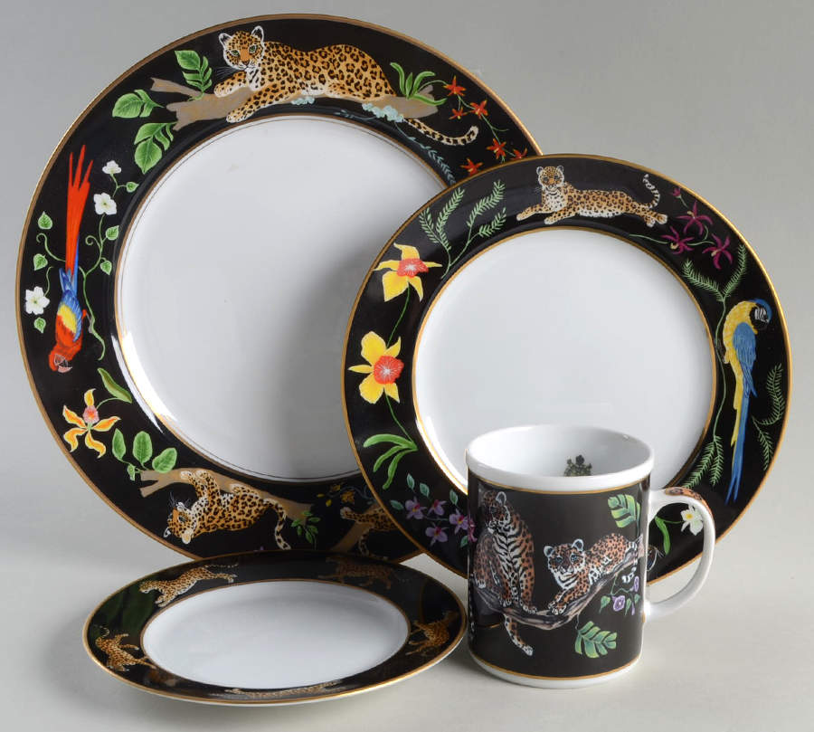 Jaguar Jungle 4 Piece Place Setting by Lynn Chase-1
