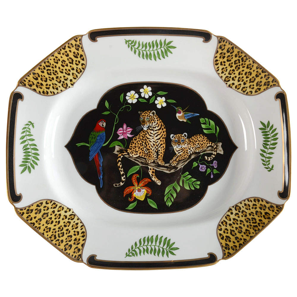 Jaguar Jungle 14" Octagonal Serving Platter by Lynn Chase-1
