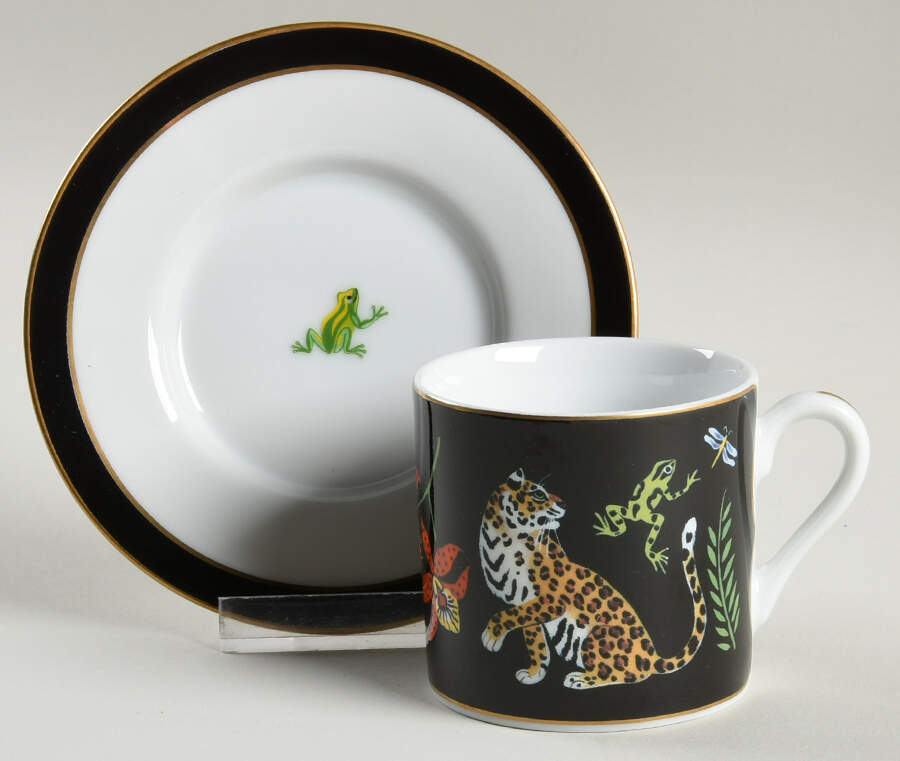 Jaguar Jungle Flat Demitasse Cup & Saucer Set by Lynn Chase-1