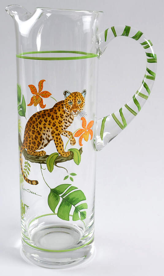 Jaguar Jungle Glassware Martini Pitcher by Lynn Chase-1