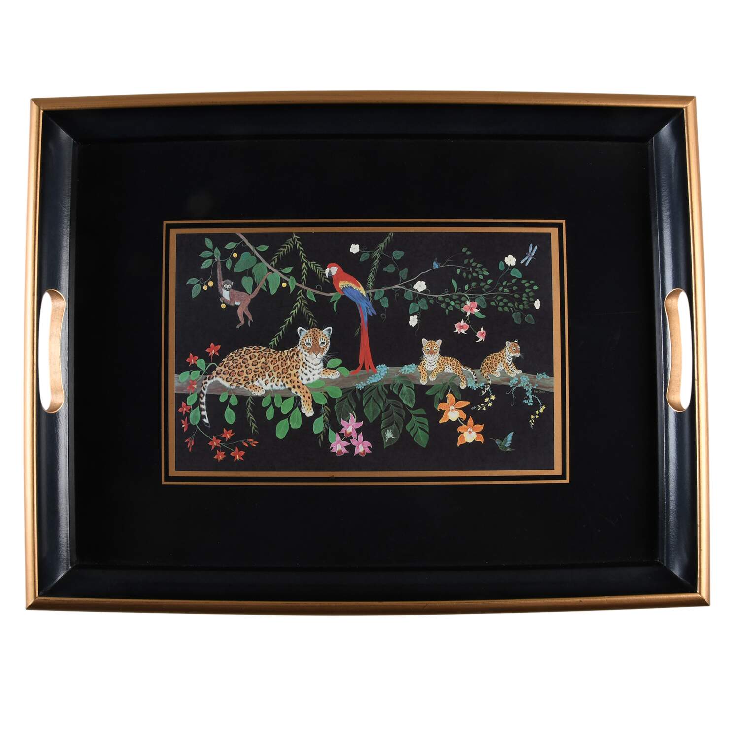 Jaguar Jungle 16" Rectangular Handled Tray by Lynn Chase-1