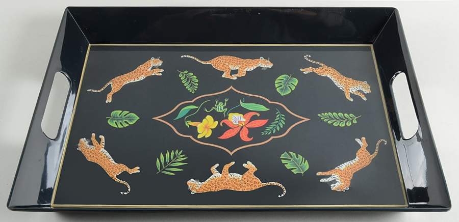 Jaguar Jungle 19" Rectangular Handled Serving Melamine Tray by Lynn Chase-1