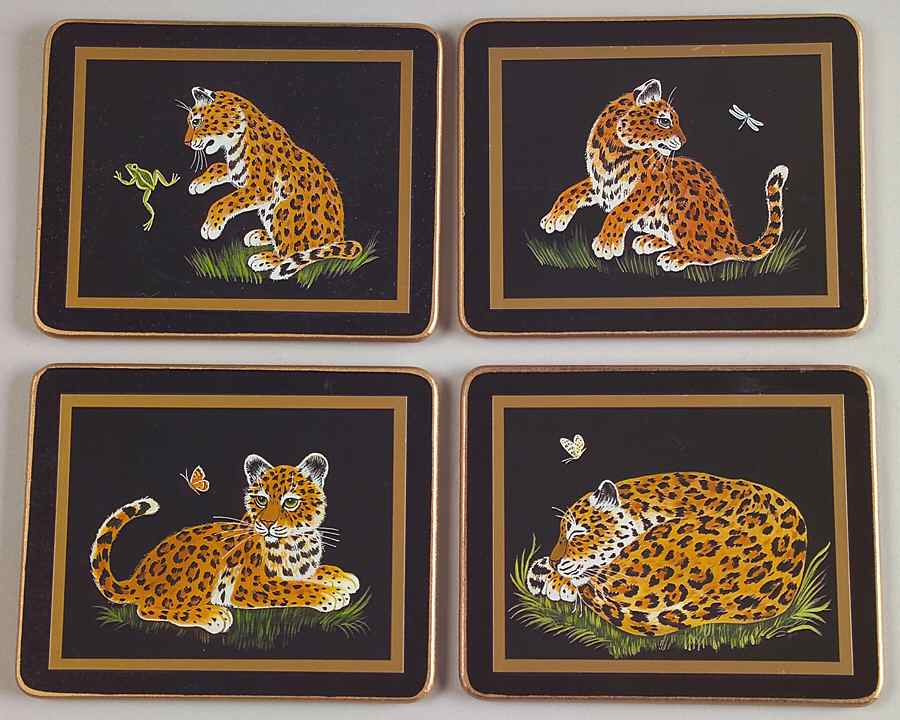 Jaguar Jungle Wood Coaster - Set of 4 by Lynn Chase-1