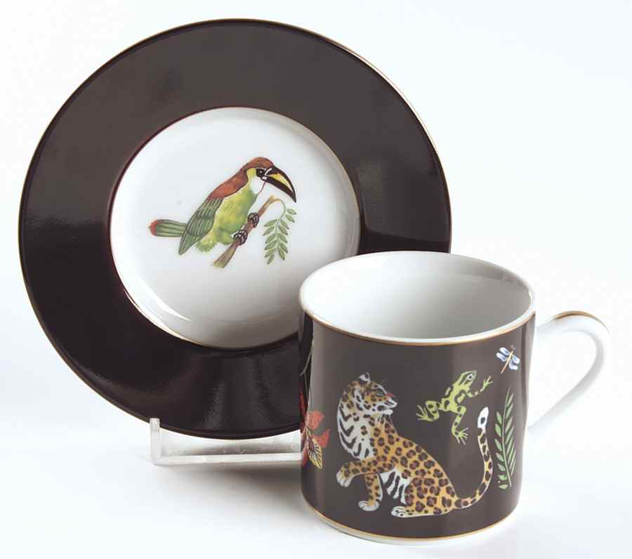 Jaguar Jungle Flat Demitasse Cup & Saucer Set by Lynn Chase-1