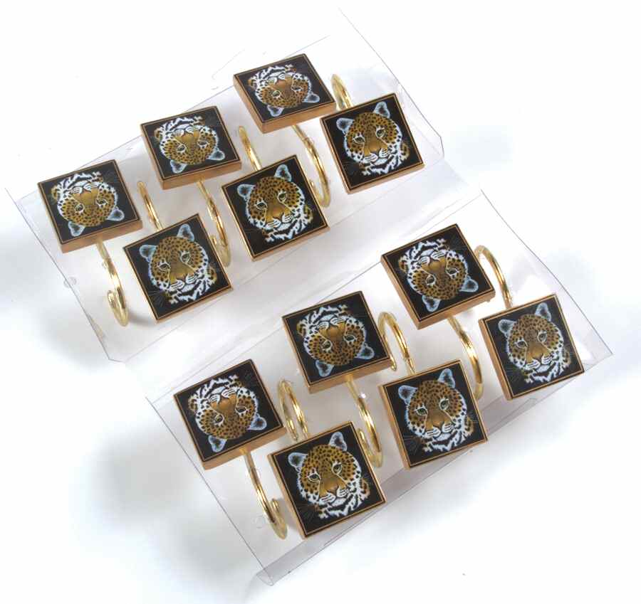 Jaguar Jungle (Set of 12) Shower Curtain Hooks by Lynn Chase-1